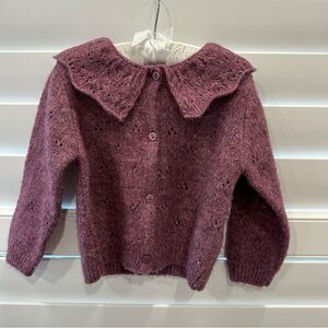 Zara baby girl Purple Knit Cardigan with Scalloped Collar